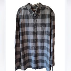 Eddie Bauer NWT Men’s Long Sleeve Flannel Shirt Gray Plaid 2XL TALL